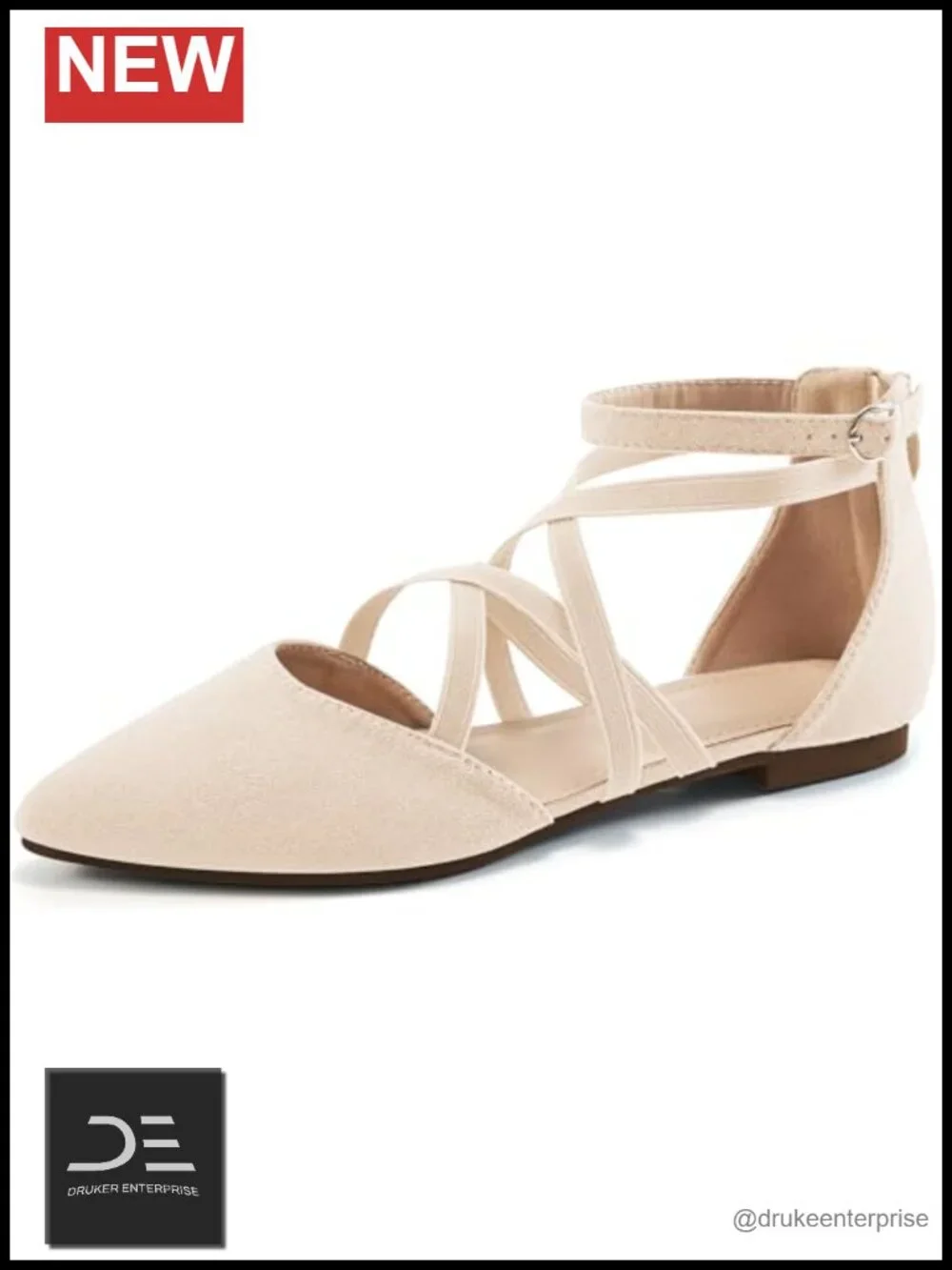 Comfortable Ballet Flats with Zipper, Cushioned Insole, Pointed Toe for Work &
